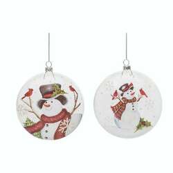 Item 502020 thumbnail Glass Snowman With Bird Ornament