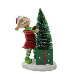 Item 516459 thumbnail Lighted Elf And Tree Giftbox Figure