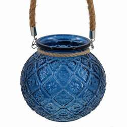 Item 519458 Navy Candle Holder With Rope