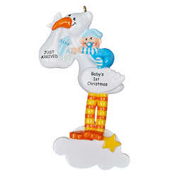Item 525146 thumbnail Stork Baby Boy Ornament