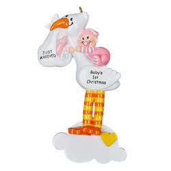 Item 525149 thumbnail Stork Baby Girl Ornament