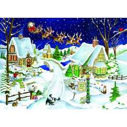 Item 552004 Wintry Village With Flying Santa Christmas Cards