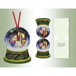 Item 552282 Manger Snowglobe Ornament Christmas Card