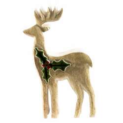 Item 558195 thumbnail Mango Wood Deer With Holly Figure