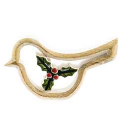 Item 558199 thumbnail Mango Wood Bird With Holly Figure