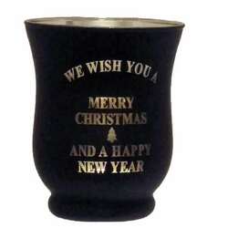 Item 568044 Black/Gold We Wish You A Merry Christmas Vase Style Candle Holder