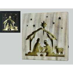 Item 601165 LED Light Up Holy Family In Manger Wall Hanging