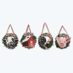 Item 601413 thumbnail Wood Farm Wreath Christmas Ornament