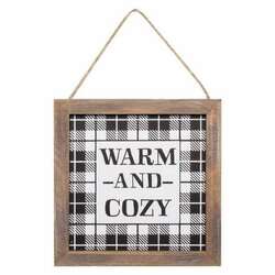 Item 609002 Warm and Cozy Bw Plaid Framed Ornament