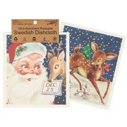 Item 642187 thumbnail Retro Santa Reindeer Dishcloth Set Of 2