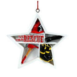 Item 825010 Firefighter Star Shadow Box Ornament