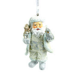 Item 835017 thumbnail Beige Knitting Finish Santa With Animals Ornament