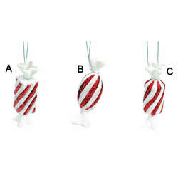Item 840005 thumbnail Striped Glittered Candy Ornament